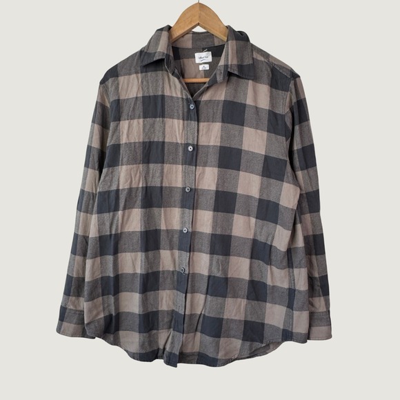 Wilfred Tops - Wilfred Free Plaid Flannel Shirt XS Brown Black‎ Buffalo Check Grunge Gorpcore